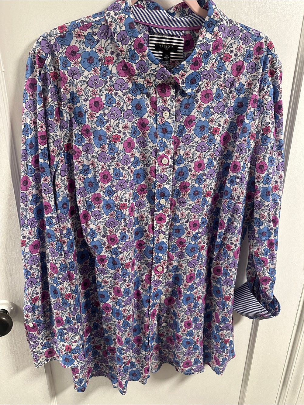Talbots Blue & Purple Floral Button-Down Shirt